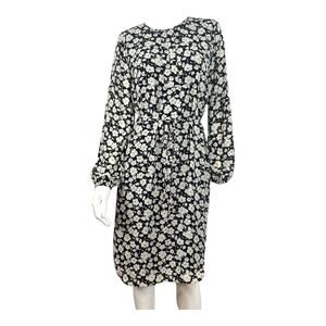 Lauren Ralph Lauren Floral Midi Dress Blue White Long Sleeve Belted Size 12